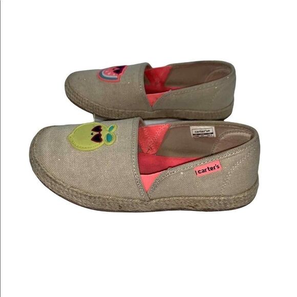 Carter's Khaki Watermelon & Lemon Ari Alpargatas Size 13 - Picture 3 of 5
